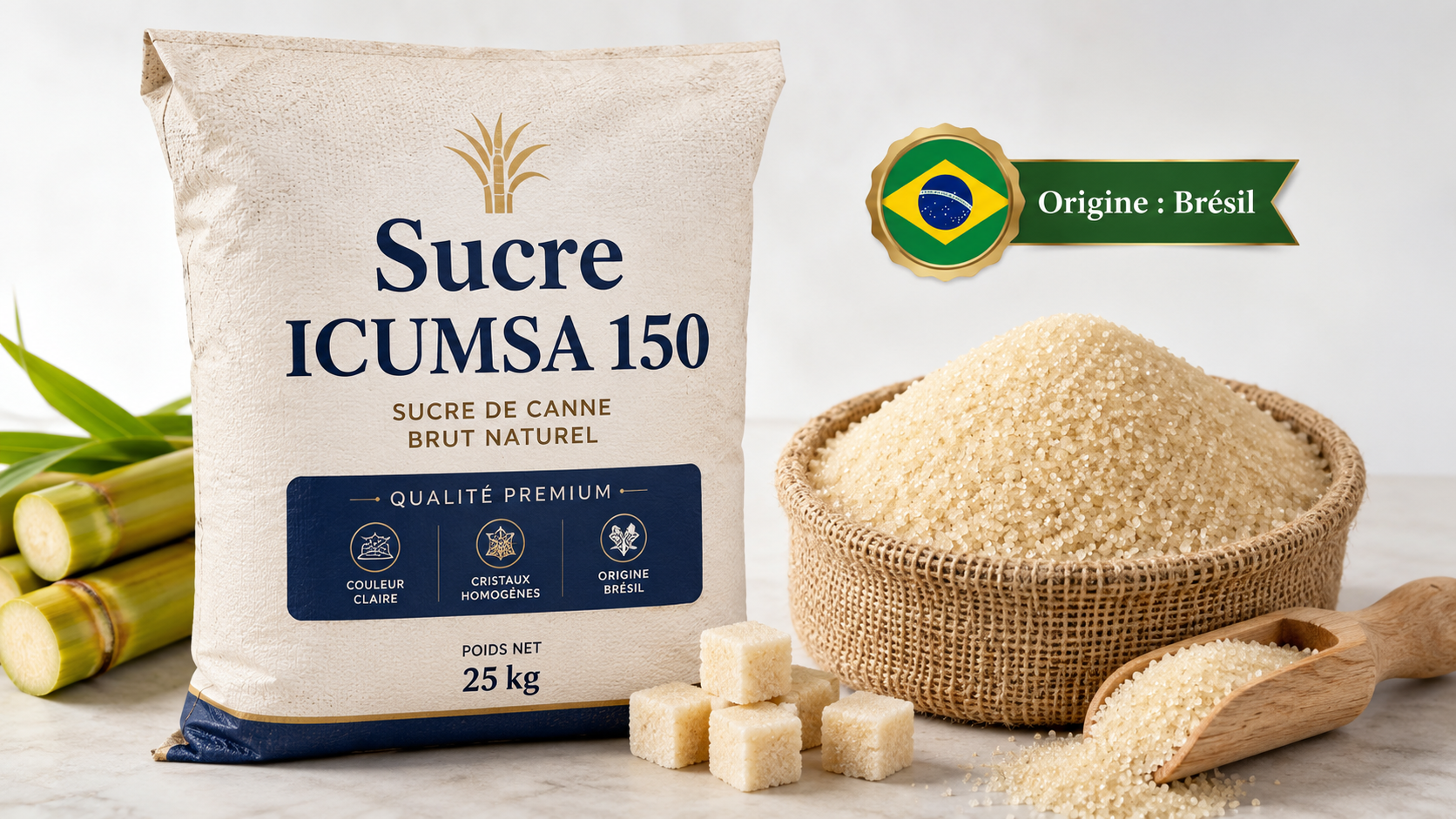 Visuel du sucre ICUMSA 150 en provenance du Brésil